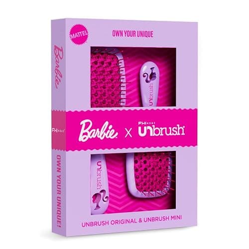 FHI Heat UNbrush Barbie Detangling Brush Duo - Own Your Unique - Purple | Original +Mini Size Pain-Free Brushing on All Wet or Dry Hair Types, Durable DuoFlex Anti-Static Bristles, Lightweight Handle thumbnail 2