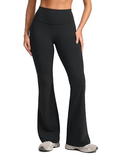 INGIA Womens High Waist No Front Seam Scrunch Butt Flare Leggings Workouts 31 Inches V-Back Bootcut Gym Yoga Pants - Image 1