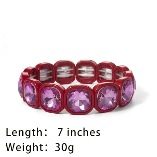 ZYEUGYXA Colorful 15mm Crystal Elastic Bracelet Enamel Stretch Rhinestone Bangle Tile Bead Bracelet For Women thumbnail 5