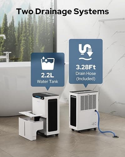 GoGuess 1600 Sq.ft Dehumidifier for Basement - 21 Pints, Drain Hose & Humidity Control Large Room Dehumidifiers for Home, RV, Bathroom, Bedroom - 3 Modes & 24H Timer White thumbnail 7