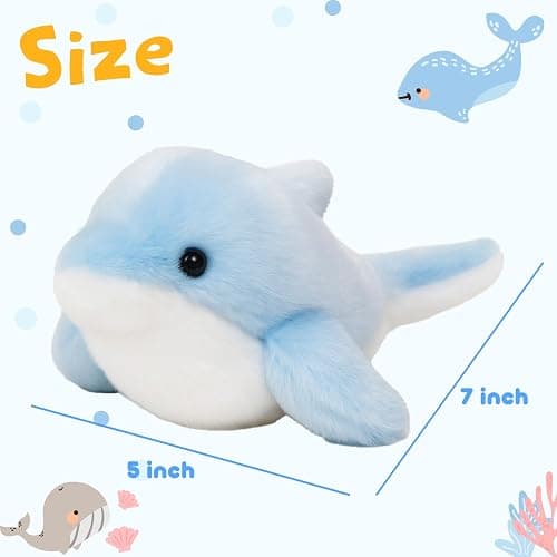 Mushymallow Adorable Dolphin Stuffed Animal Soft Blue Dolphin Plush Toy Cute Birthday Gift for Boys Girls Kids Toddlers thumbnail 3
