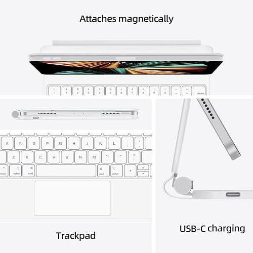 HOU Tastiera iPad Air 13'' (M3 2025/M2 2024) Tastiera iPad Pro 12.9 2021 6a Generazione iPad Pro 12.9 5a/4a/3a Generazione, Design Magnetico Flottante, Trackpad,Tastiera Retroilluminata Bianco thumbnail 5