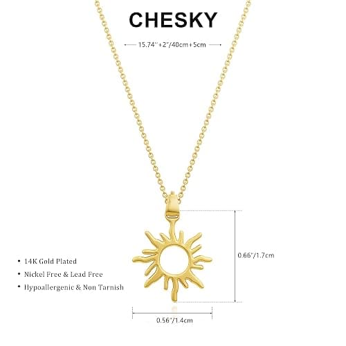 CHESKY Layered Necklaces for Women Trendy, Dainty 14k Gold Plated Pendant Necklace Layering Necklace for Women Non Tarnish Hypoallergenic Sun Gold Necklace Stack Gold Jewelry for Women Gifts thumbnail 5