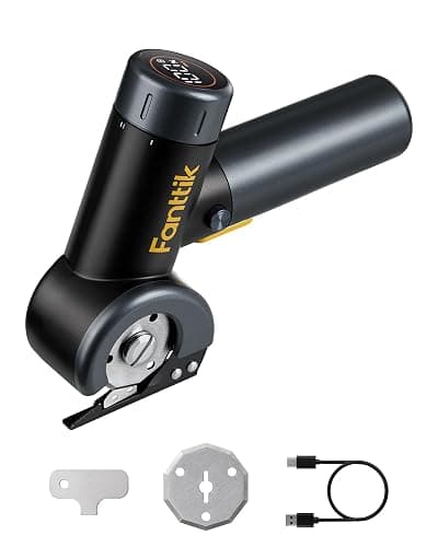 Fanttik C8 Nano Easyswap Cordless Electric Scissors with LED Display, Type-C Rechargeable Cardboard Cutter with 2 Blades, EasySwap Blade Change, LED Light, for Thin Cardboard Box Carpet Leather, Black - Image 1