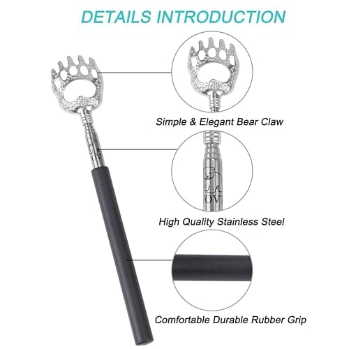 Back Scratcher, WOVTE Telescopic Stainless Steel Back Scratcher for Adults, Stocking Fillers for Men Women Gifts for Men Dad Husband, Mothers Day Fathers Day Birthday Gifts Easter Gifts for Him thumbnail 5