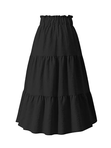 Seechoslo NEW 6-14Y Girls Tiered Maxi Skirt Boho Flowy A-Line High Waisted Casual Long Skirts for Beach Vacation thumbnail 3