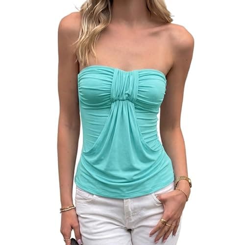TYATVS Turquoise Top Teal Tank Tops Y2k Tuscan 2000s Clothes Vintage Colorful Mint Green Shirt - Image 1