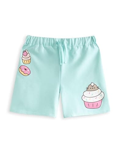 Pusheen the Cat Girls Grey T-Shirt and Shorts Set | Mint Green Graphic Tee with Elasticated Waistband thumbnail 5