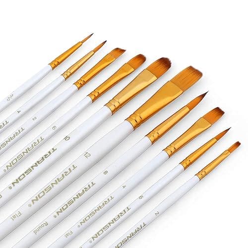 Transon 20pcs Artist Painting Brush Set for Acrylic Watercolor Gouache Hobby Craft Face Rock Painting White thumbnail 7