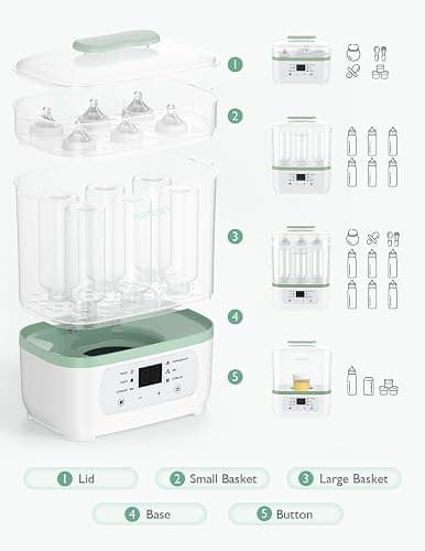 Momcozy Bottle Sterilizer and Dryer, 8-in-1 Electric Steam Baby Bottle Sterilizer for Baby Bottles, Baby stuffs & Breast Pump Accessories thumbnail 8