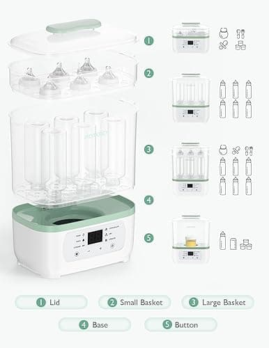 Momcozy Bottle Sterilizer and Dryer, 8-in-1 Electric Steam Baby Bottle Sterilizer for Baby Bottles, Baby stuffs & Breast Pump Accessories thumbnail 9