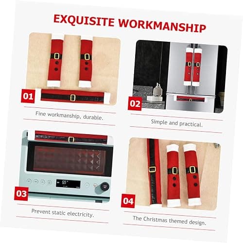 Angoily 3Pcs Christmas Refrigerator Door Handle Covers Festive Kitchen Appliance Decor Soft Brushed Cloth for Fridge Microwave More Keeps Handles Clean from Stains Fingerprints thumbnail 7