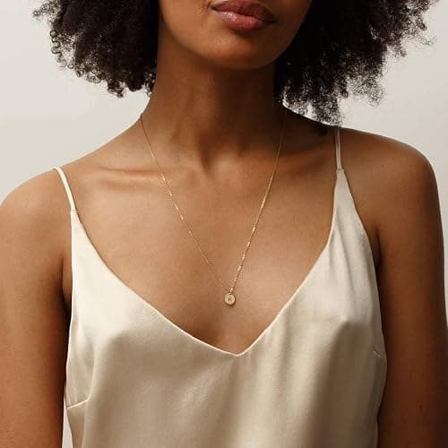 Endless Story Initial Necklaces for Women, Sterling Silver, 14K Gold Filled Custom Dainty Letter Necklace, Initial Necklace, 9mm Disc Pendant, Mom Necklace, Gift for Mom, Daughter, Grandma thumbnail 2