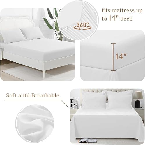 JOLLYVOGUE Full Comforter Set, Ultra-Soft Bed in a Bag Full Size 7 Pieces, Oeko-TEX Certified Bedding Set with Down Alternative Comforter, Sheets, Pillowcases & Shams, White thumbnail 4