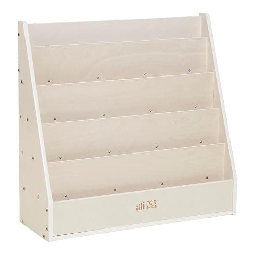 ECR4Kids Streamline Single-Sided Book Display with Storage, Classroom Bookshelf, White Wash - White Wash - Image 1