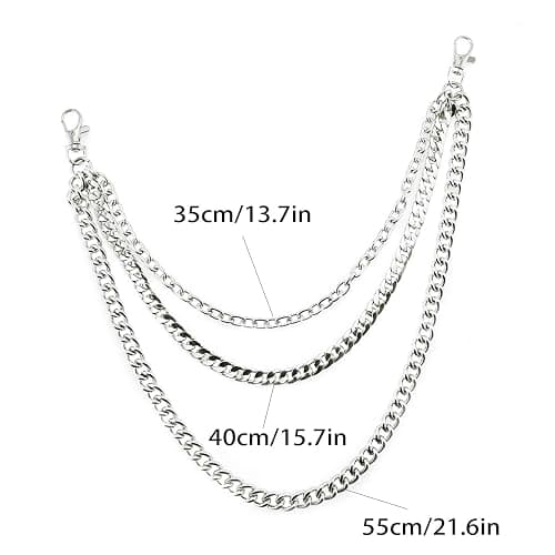 Lainrrew Trousers Chain, Pants Chain Belt Chain Wallet Chain Pocket Chain Hip Hop Punk Jeans Chain Key Chain Goth Accessories for Eboy Egirl Women Men (Silver) thumbnail 7