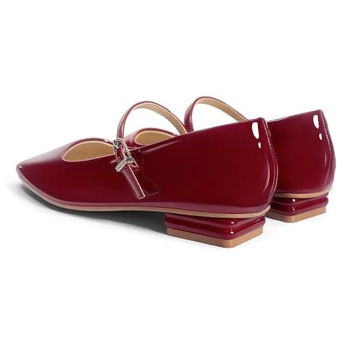 Lookyno Mary Jane Shoes Women Square Toe Mary Jane Flats Casual Ballet Flats with Ankle Strap Dressy Comfortable thumbnail 5