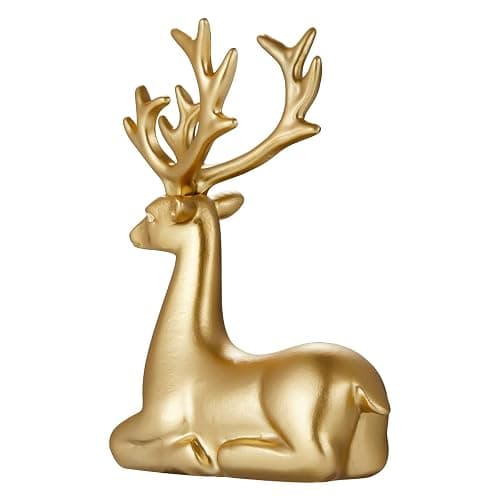 Christmas Decoration 2PCS Reindeer Resin Ornaments Mother Child Deer Couple Deer Sculpture used for Living Room Bookshelf Bedroom Wine Cabinet Decoration to Enhance Atmosphere (Gold Smooth) thumbnail 8
