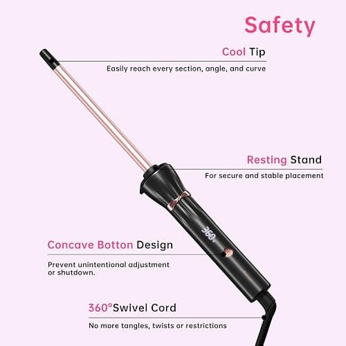 3/8 Inch Small Wand Curling Iron with 9 Temps, 9mm Mini Hair Curler with LCD Display, Fast Heat Up & Anti-Scald Design, Suitable for Short/Long Hair thumbnail 8