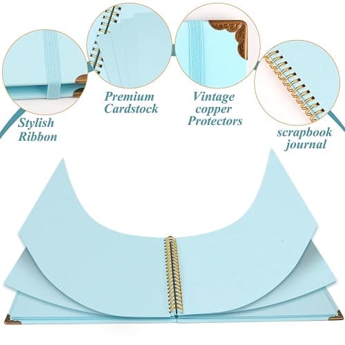 Joyberg Scrapbook 80 Pages, Scrapbooking Supplies 8 x 8 In, Scrapbook Album Suitable for Album Memory Book Wedding, Anniversary Family, DIY Craft Projects (Blue) thumbnail 4