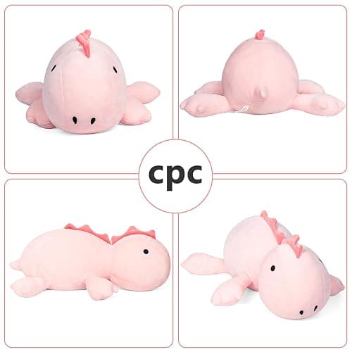 22" 3.5 lbs Weighted Dino Stuffed Toys, Cute Animals Plushie Dolls Pillow Gifts for Kids Adults (Pink) thumbnail 7