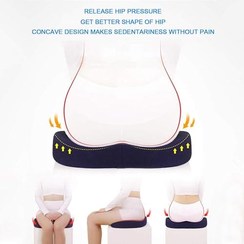 Seat Cushion Premium Memory Foam Non-Slip Coccyx Tailbone Cushion for Office Chair, Car Seat, Wheelchair, Yoga and Travelling- Back, Hip and Tailbone Pain Relief thumbnail 6