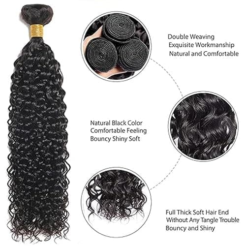 Tuheerst Water Wave Human Hair Bundles 1B Natural Black Menschliches Haar Human Hair Extensions Unprocessed Echthaar Tressen Double Weft Remy Hair for Woman 12 Inch thumbnail 3