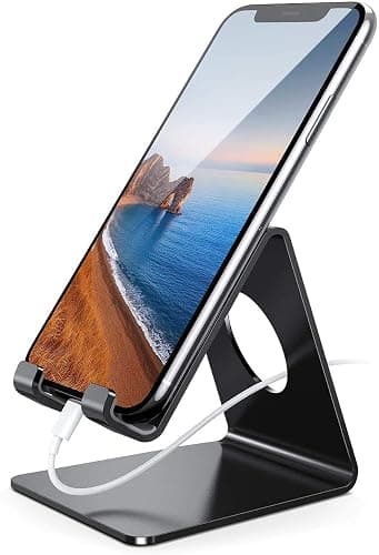 Lamicall Cell Phone Stand, Phone Dock: Cradle, Holder, Stand for Office Desk - Black - Image 1