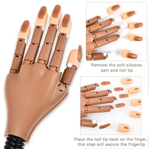 Flexible Nail Practice Hand with 200Pcs White/Clear Nail Tips,Practice Hand for Acrylic Nails,Nail Art Hand Tools for Nail Art Designs and Nail Extension Exercises to Show off your Nail Work thumbnail 4