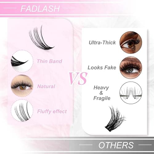 FADLASH DIY Lash Clusters Individual Eyeslash Extensions 40D Volume Eyelash Clusters Soft Band Wispy Natural Eyelash Extension Large Tray (40D-0.07-D, 8-16mm) thumbnail 7