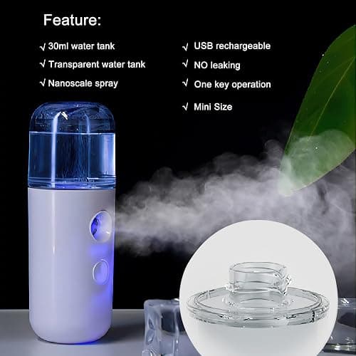 2Pack Kingsmile Facial Mister, Portable Face Mister, Cool Nano Mist Sprayer for Face Hydrating, Mini Handy Mister for Eyelash Extensions with 1oz Large Capacity Screwing Visual Water Tank Black/White thumbnail 7