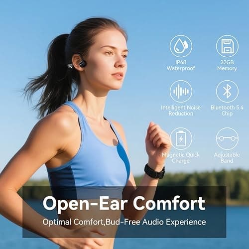 GREYOLK Swimming Headphones,Bone Conduction Headphones Bluetooth 5.4,IP68 Waterproof,32G Memory Sports Headphone,Underwater Headphone with MP3-Player for Swim,Open Earphones for Swimming Running thumbnail 3