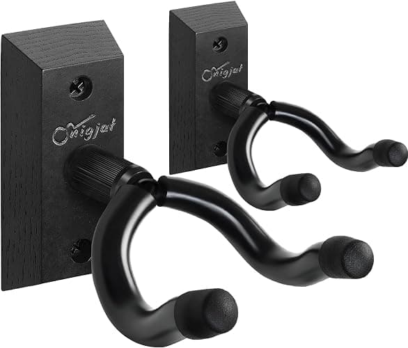 SNIGJAT Guitar Wall Mount 2 Pack, Guitar Hanger Wall Hook Holder Stand with Screws, Hardwood Mount Hanger for Acoustic Bass,Banjo, Mandolin Guitar, Bass, Banjo, Mandolin - Image 1