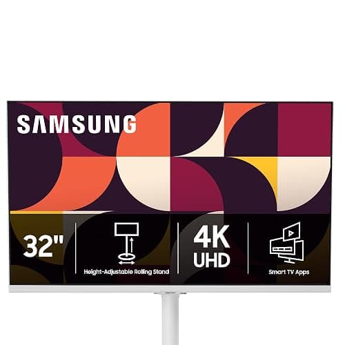 Samsung The Movingstyle Essential 32" 4K UHD Smart Monitor with Adjustable Rolling Stand, Smart TV Apps, Built-in Speakers, White Design, Gaming Hub, AI Picture Optimizer, SmartThings, F-LS32FM70-MSR thumbnail 2
