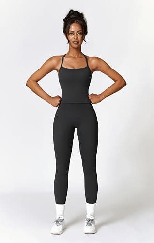 QBGJTD Womens Workout Sets Two Piece Cross Back Tank Top Matching High Waist Leggings Sets Gym Outfits Work Out Clothes thumbnail 4