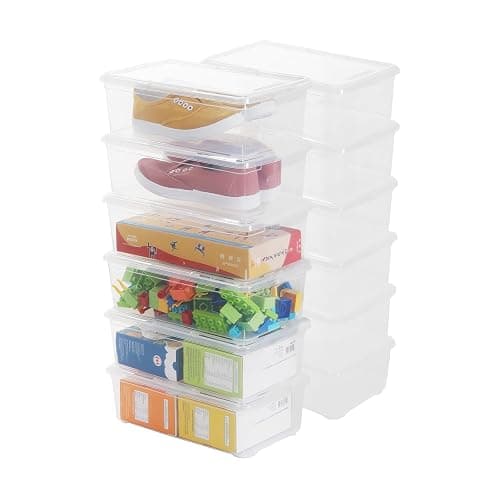 Naivees 12 Pack 6Qt Shoe Storage Box Clear Plastic Storage box with Lid | Widely used,See Through,Stack and Store,Stackable,Waterproof,Moisture-proof,Storage Shoe - Image 1