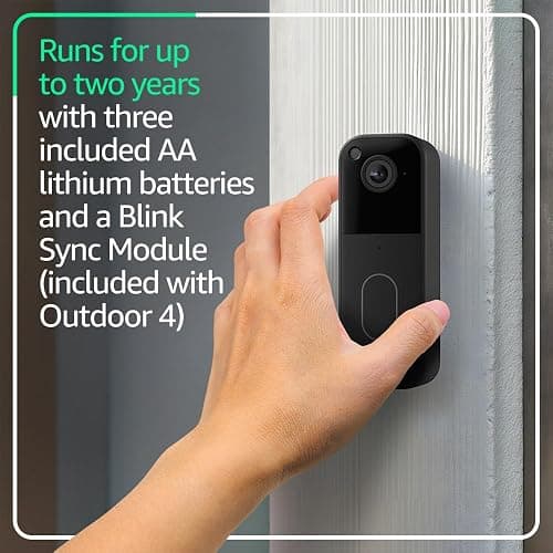 All-new Blink Video Doorbell + Outdoor 4 – Wireless smart security cameras, head-to-toe HD view, two-year battery life. Sync Module Core included – 2 camera system + Video Doorbell thumbnail 2
