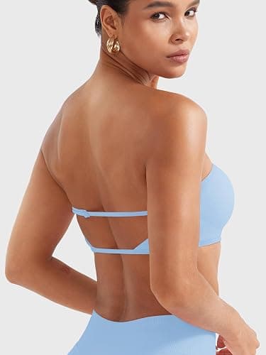 YEOREO Women Strapless Bandeau Sports Bra Padded Tube Top Workout Impact Backless Bralette Seamless Gym Yoga Everyday Bras thumbnail 4