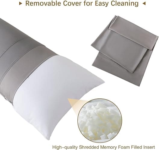 INSPIRE CRAFTER Memory Foam Body Pillow Insert, Soft Large Long Bed Pillow for Adults, Breathable Full Body Pillow, Grey thumbnail 3