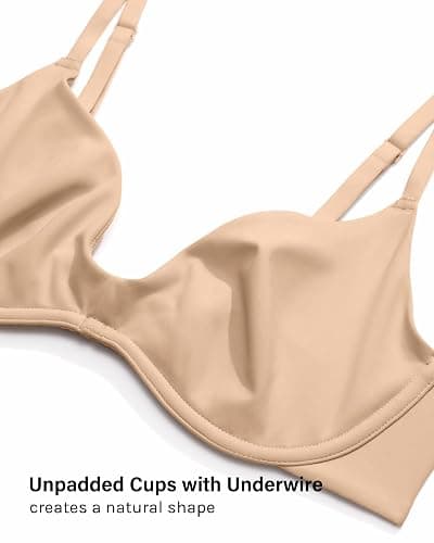 INLYRIC Womens Unlined Balconette Bra Plunge Underwire | Ultra-soft, Unpadded, Demi, T-Shirt Bra, Sexy, Adjustable Straps, Hook-and-Eye thumbnail 3