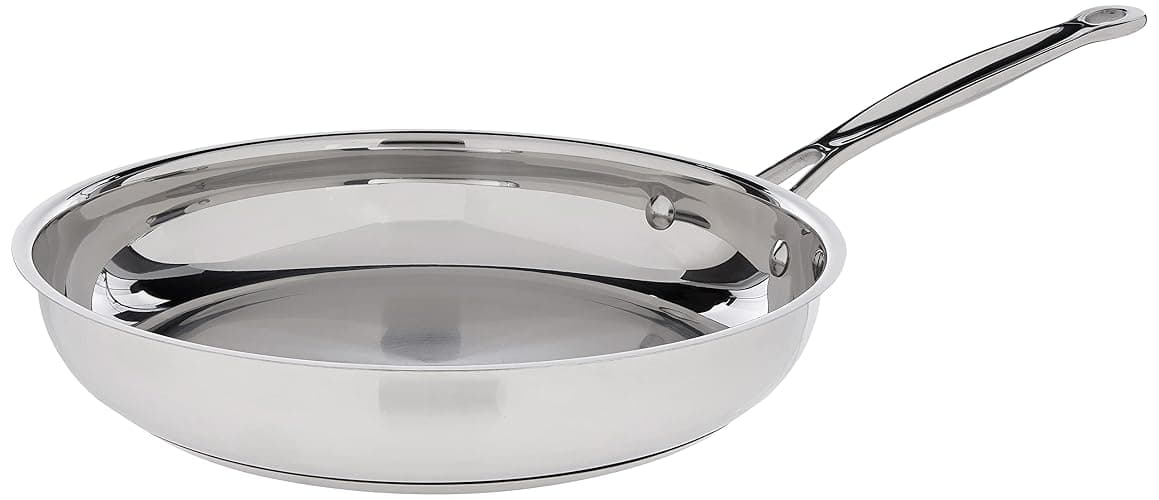 Cuisinart 10-Inch Open Skillet, Stainless Steel Skillet with Lid, Large Kitchen Pan, Dishwasher Safe, Compatible with Induction, Electric, Gas Cooktops, Oven Safe Saucepan, Cool Grip Handles - Image 1