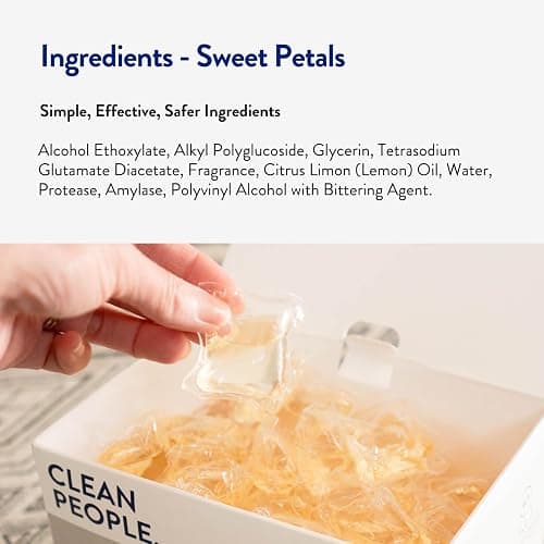 The Clean People Laundry Detergent Pods - Hypoallergenic Laundry Pods - Ultra Concentrated, Recyclable Packaging, Stain Fighting - Sweet Petals, 96 Pack thumbnail 7