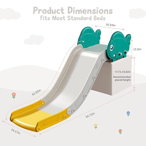 Couch Slide for Toddlers, Upgraded Indoor Toddler Slide for Couch, Bed & Stairs, Space-Saving Kids Slide with Extended Slope, Smooth Edges & Cute Fish Design, Safe for Multiple Ages & Long-Term Use thumbnail 2