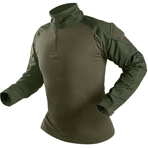 Men's Tactical Combat Shirt, Lightweight Long Sleeve Military BDU Shirts Paintball Airsoft Top with Zipper - Image 1