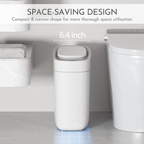 ELPHECO Automatischer Badezimmer-Mülleimer mit Deckel, Sensor, schlank, schmal, aus Kunststoff, wasserdichter Bewegungssensor, für Schlafzimmer, Wohnzimmer, schmalen Raum, 9,5 l thumbnail 3