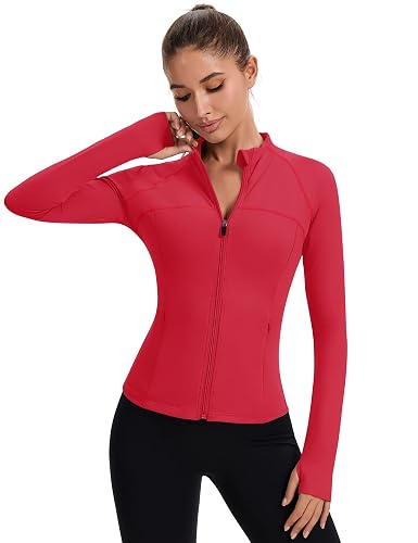 Rapbin Women's Full Zip Workout jackets Runing Slim Fit Athletic Tops With Thumb Holes thumbnail 4