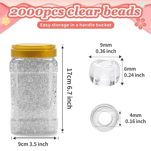 Iooleem Pony Beads(2000pcs Clear Transparent Pony Beads), Beads for Bracelets Making, Beads for Crafts, Beading Supplies, Friendship Bracelets Making. thumbnail 3