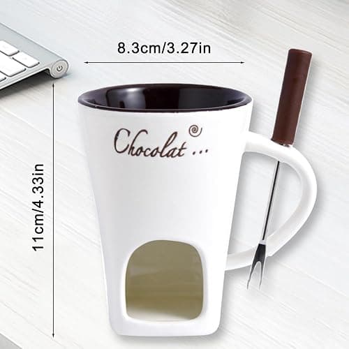 Chocolate Fondue Mugs Contain Fondue Bliss Cup & Forks, Chocolate Melting Cup, Mini Chocolate Fondue Set Without Tealights, Fondue Cups With Forks For Date Night Birthday Wedding Gifts (White) thumbnail 3