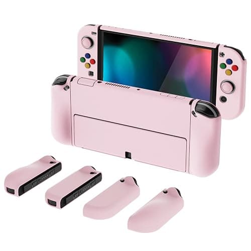 PlayVital AlterGrips Protective Slim Case for Nintendo Switch OLED, Ergonomic Grip Cover for Joycon, Dockable Hard Shell for Switch OLED w/Thumb Grip Caps & Button Caps - Image 1
