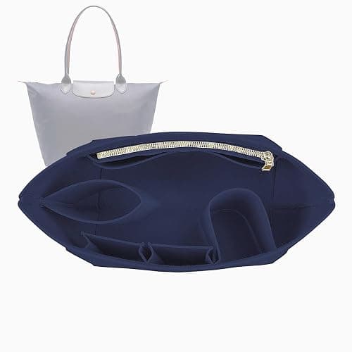 Lckaey Purse Organizer Insert for Longchamp Le Pliage Large Tote - Felt Organizer with 10 Compartments - Navy Blue thumbnail 2